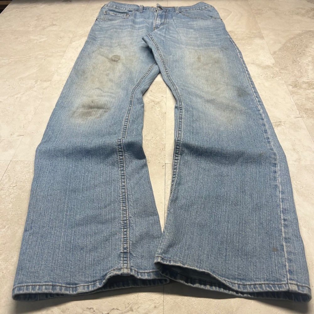 Levi Strauss Signature Bootcut Jeans Light Wash Mens 32x32 Stained Workwear